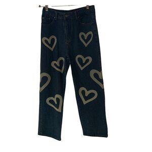 JEANS brand Blue Jeans with Large Heart Allover Print
